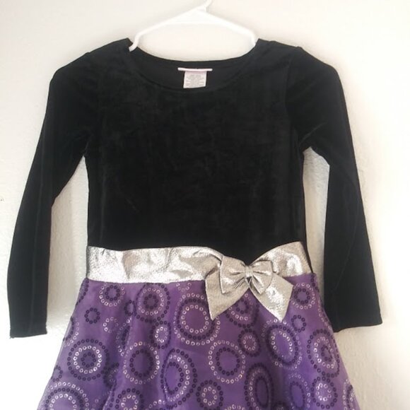 Jessica Ann girl's size 6X black and purple dress - Picture 2 of 16